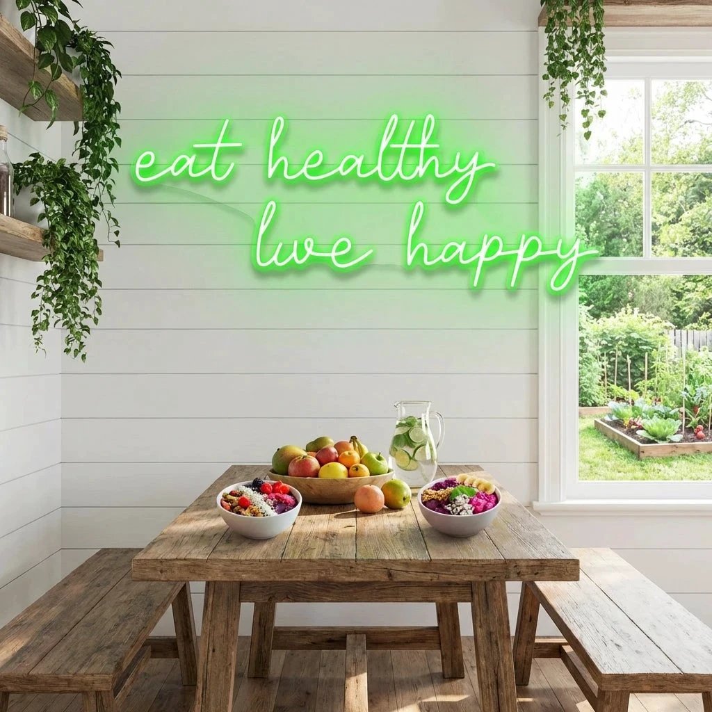 Eat Healthy, Live Happy Led Neon Sign Light