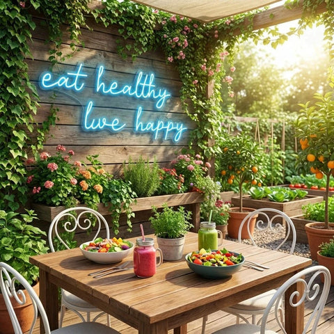 Eat Healthy, Live Happy Led Neon Sign Light