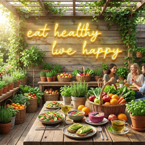 Eat Healthy, Live Happy Led Neon Sign Light