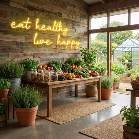 Eat Healthy, Live Happy Led Neon Sign Light