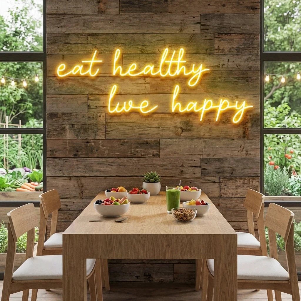 Eat Healthy, Live Happy Led Neon Sign Light