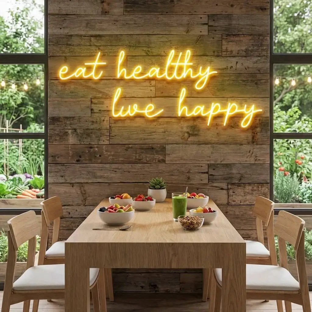 Eat Healthy, Live Happy Led Neon Sign Light