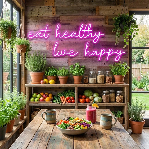 Eat Healthy, Live Happy Led Neon Sign Light