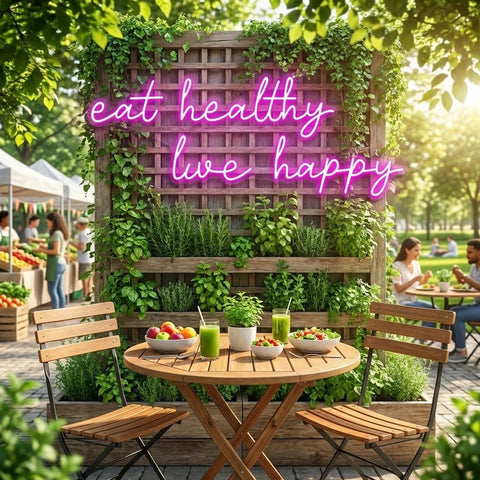 Eat Healthy, Live Happy Led Neon Sign Light