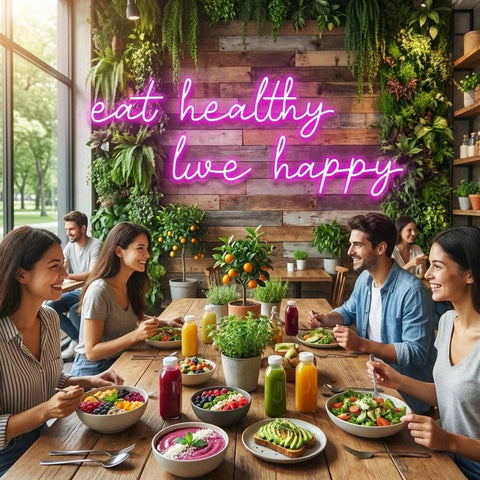 Eat Healthy, Live Happy Led Neon Sign Light