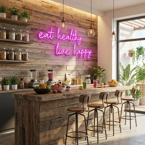 Eat Healthy, Live Happy Led Neon Sign Light
