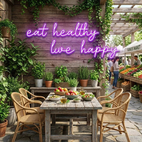 Eat Healthy, Live Happy Led Neon Sign Light
