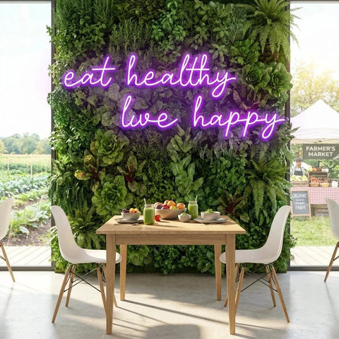 Eat Healthy, Live Happy Led Neon Sign Light