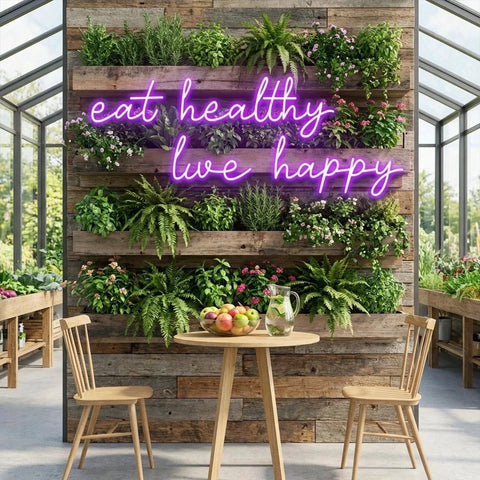 Eat Healthy, Live Happy Led Neon Sign Light