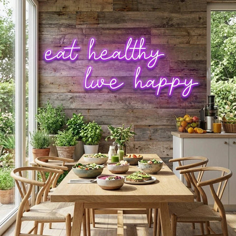 Eat Healthy, Live Happy Led Neon Sign Light