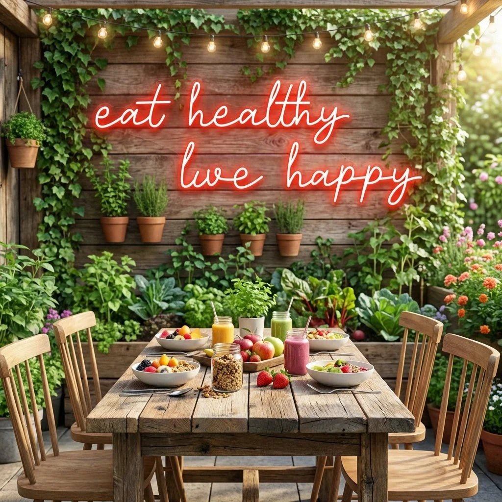 Eat Healthy, Live Happy Led Neon Sign Light