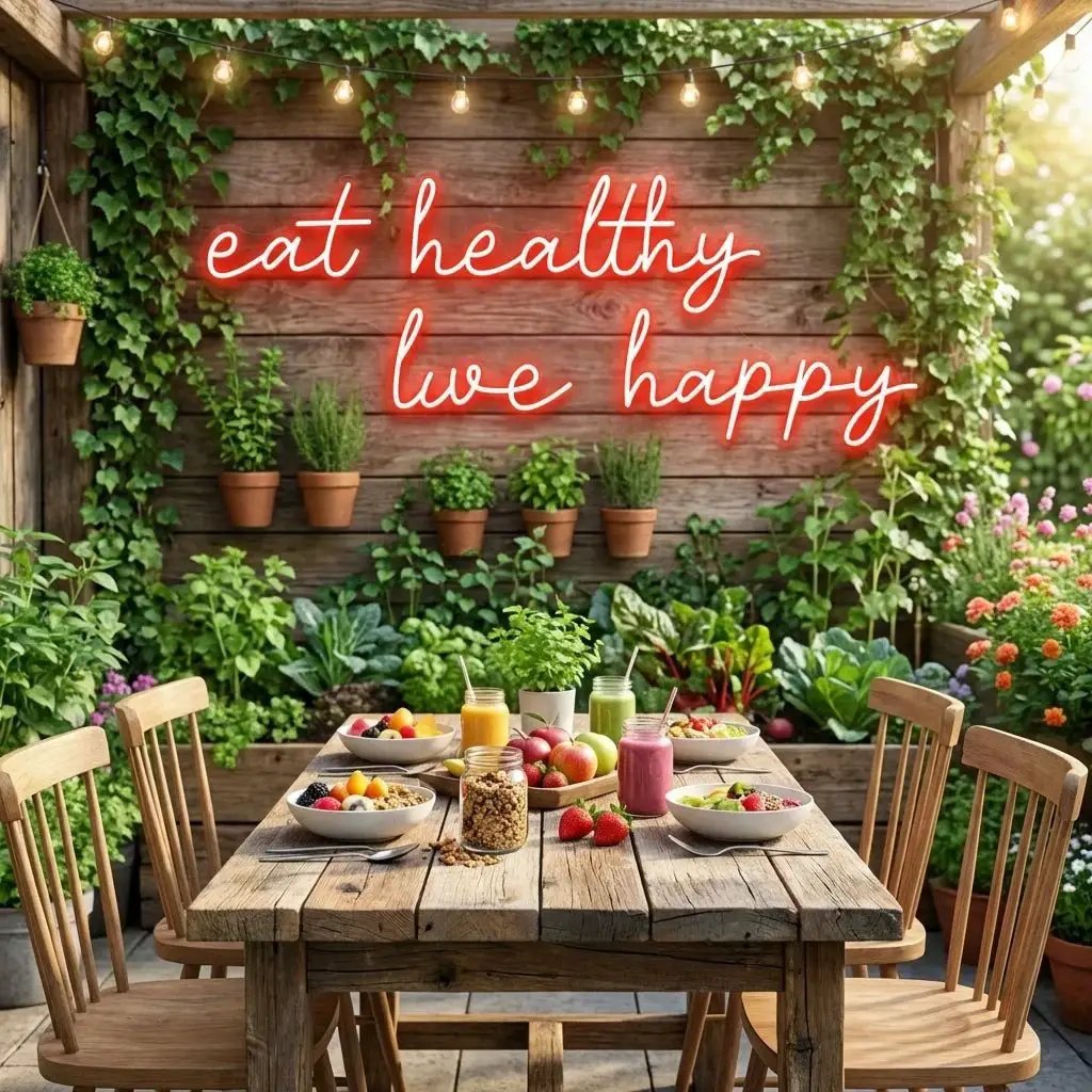 Eat Healthy, Live Happy Led Neon Sign Light
