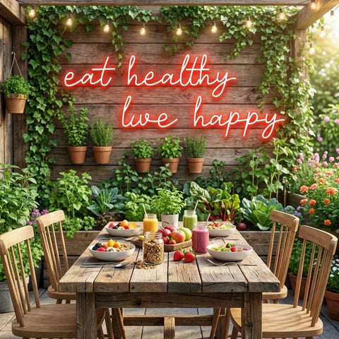 Eat Healthy, Live Happy Led Neon Sign Light