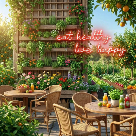 Eat Healthy, Live Happy Led Neon Sign Light