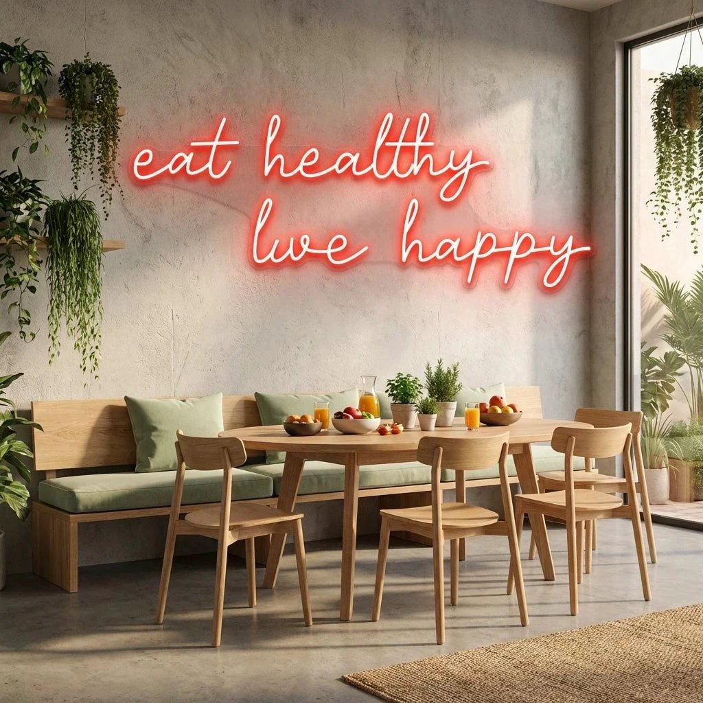 Eat Healthy, Live Happy Led Neon Sign Light