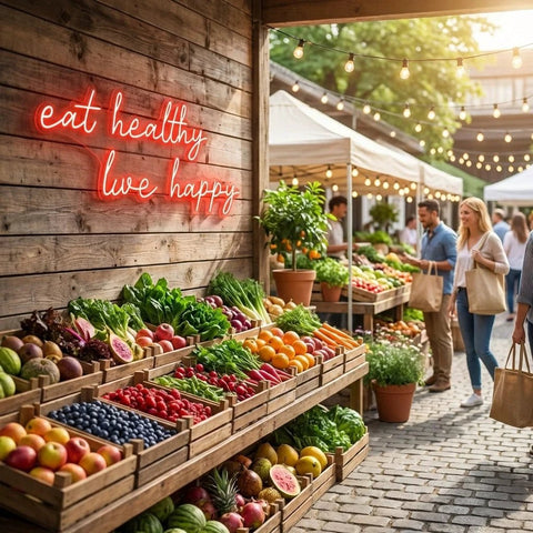 Eat Healthy, Live Happy Led Neon Sign Light