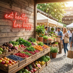 Eat Healthy, Live Happy Led Neon Sign Light