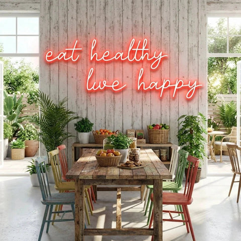 Eat Healthy, Live Happy Led Neon Sign Light