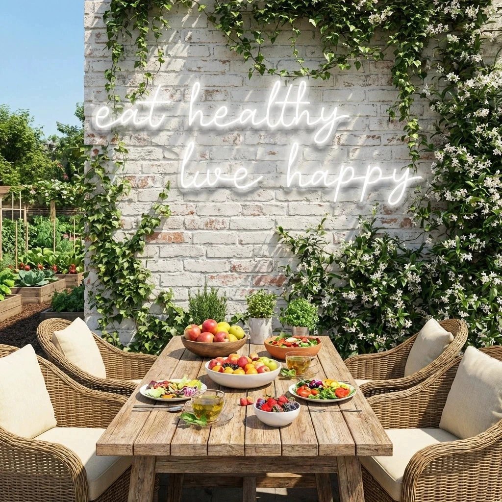 Eat Healthy, Live Happy Led Neon Sign Light