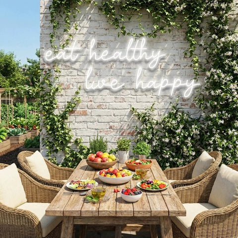 Eat Healthy, Live Happy Led Neon Sign Light