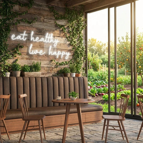 Eat Healthy, Live Happy Led Neon Sign Light