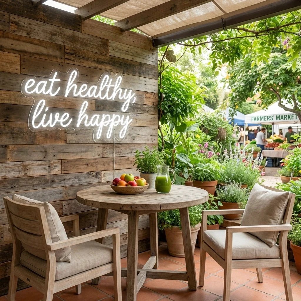 Eat Healthy, Live Happy Led Neon Sign Light