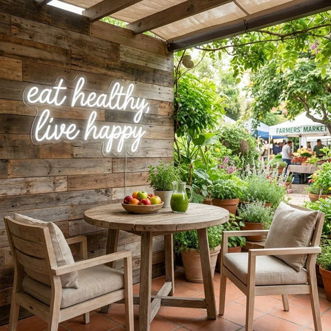Eat Healthy, Live Happy Led Neon Sign Light