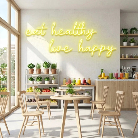 Eat Healthy, Live Happy Led Neon Sign Light