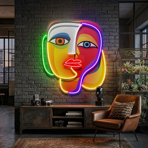Elegant Looking Portrait Abstract Art LED Neon Sign Light Pop Art