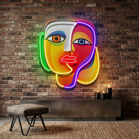 Elegant Looking Portrait Abstract Art LED Neon Sign Light Pop Art