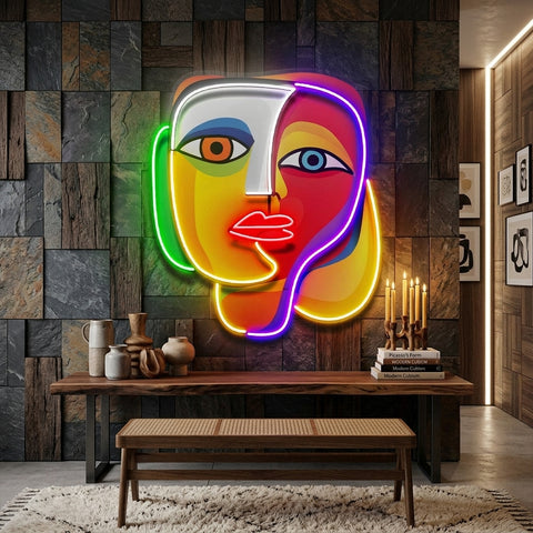Elegant Looking Portrait Abstract Art LED Neon Sign Light Pop Art