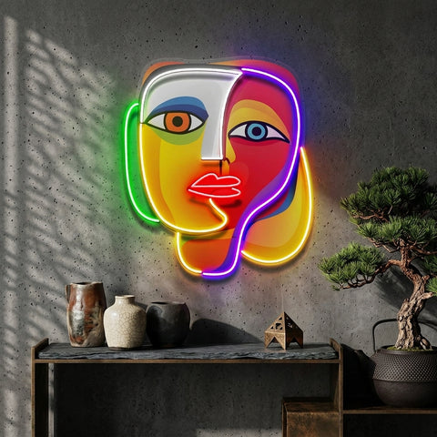 Elegant Looking Portrait Abstract Art LED Neon Sign Light Pop Art