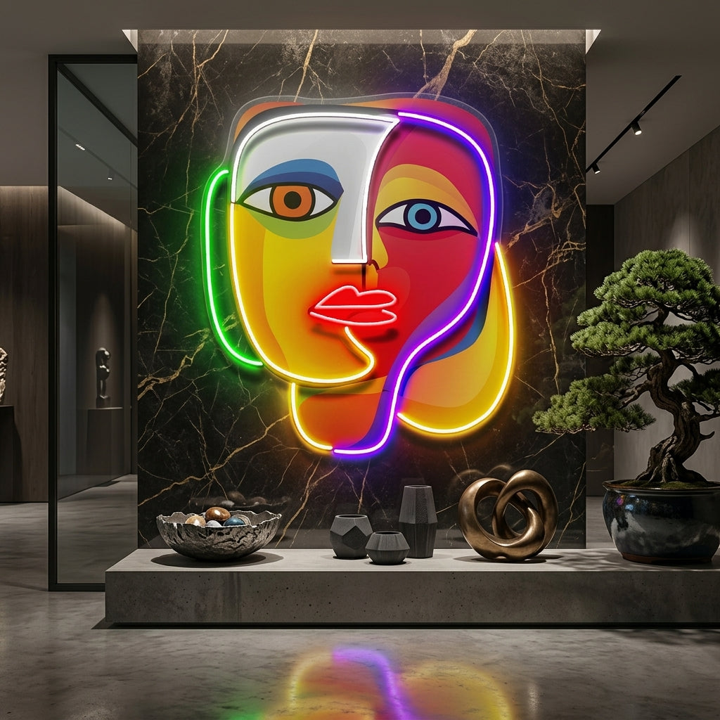 Elegant Looking Portrait Abstract Art LED Neon Sign Light Pop Art