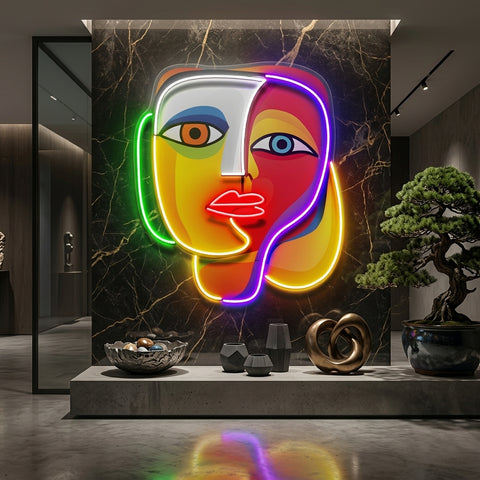 Elegant Looking Portrait Abstract Art LED Neon Sign Light Pop Art