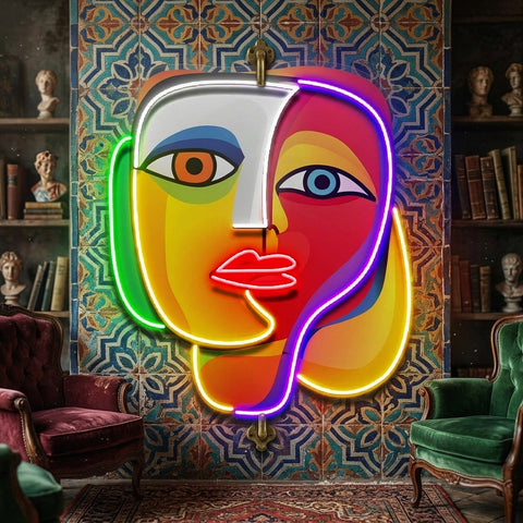 Elegant Looking Portrait Abstract Art LED Neon Sign Light Pop Art