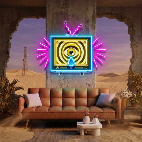 Emotionless Television Is Crying LED Neon Sign Light Pop Art