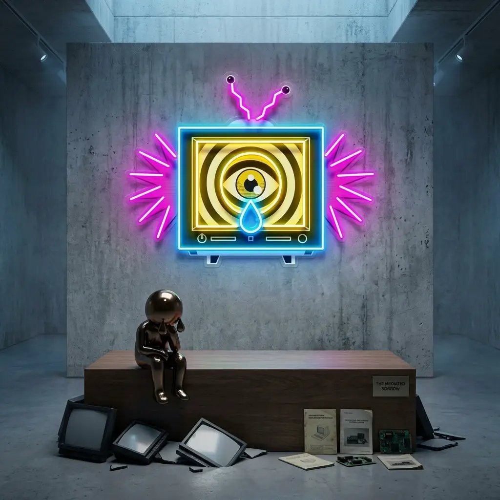 Emotionless Television Is Crying LED Neon Sign Light Pop Art