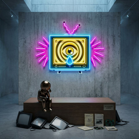Emotionless Television Is Crying LED Neon Sign Light Pop Art