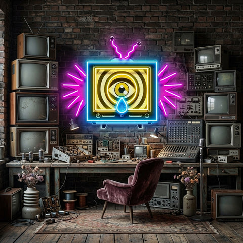 Emotionless Television Is Crying LED Neon Sign Light Pop Art