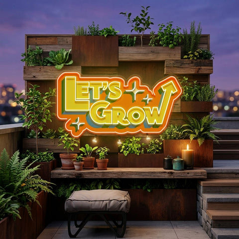 Energetic Colors LET GROW LED Neon Sign Light Pop Art