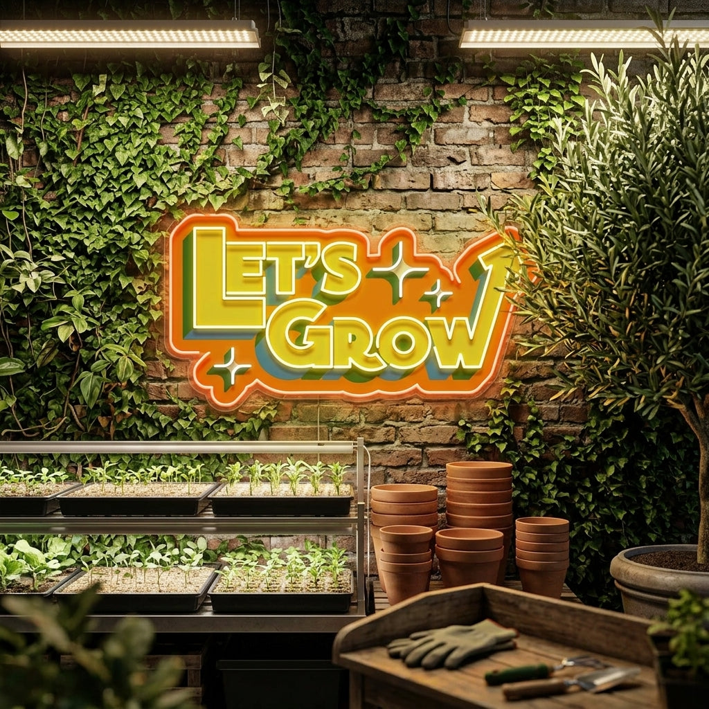 Energetic Colors LET GROW LED Neon Sign Light Pop Art