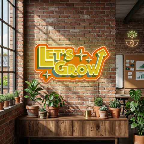 Energetic Colors LET GROW LED Neon Sign Light Pop Art