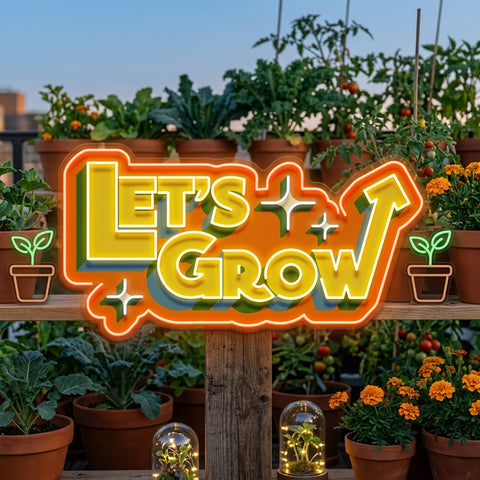 Energetic Colors LET GROW LED Neon Sign Light Pop Art