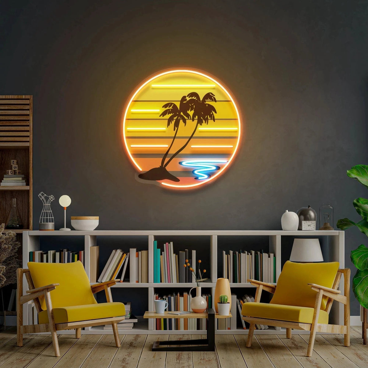 Enjoy The Tropical Waves Sunset Retro Vintage Style Artwork Led Neon Sign Light