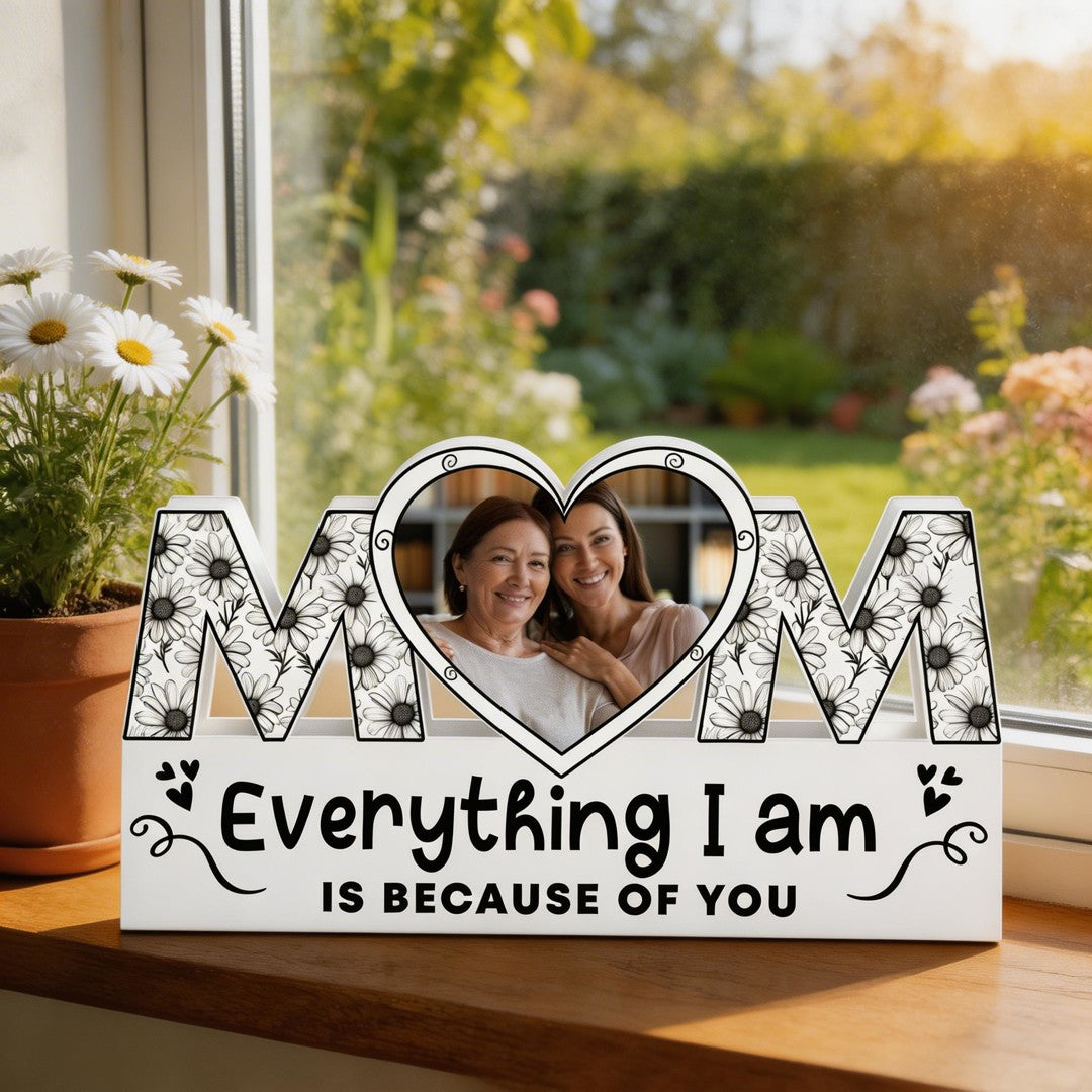 Everything I Am Is Because Of You Mothers Day Gift - Custom Shape Photo Light Box