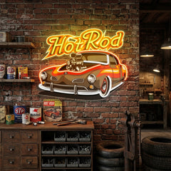 Fabolous Flamming Hotrod Car LED Neon Sign Light Pop Art