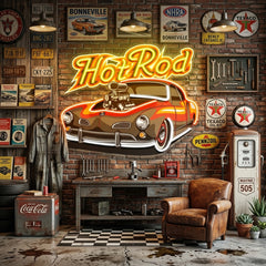 Fabolous Flamming Hotrod Car LED Neon Sign Light Pop Art