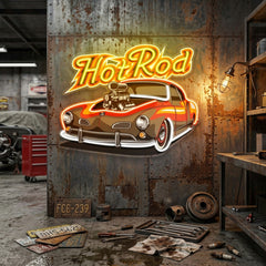 Fabolous Flamming Hotrod Car LED Neon Sign Light Pop Art