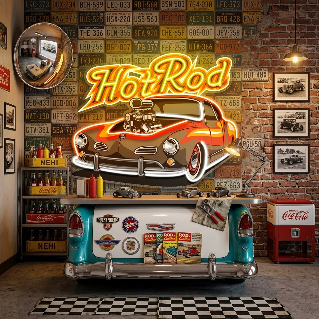 Fabolous Flamming Hotrod Car LED Neon Sign Light Pop Art