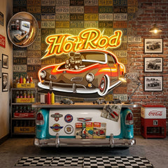 Fabolous Flamming Hotrod Car LED Neon Sign Light Pop Art